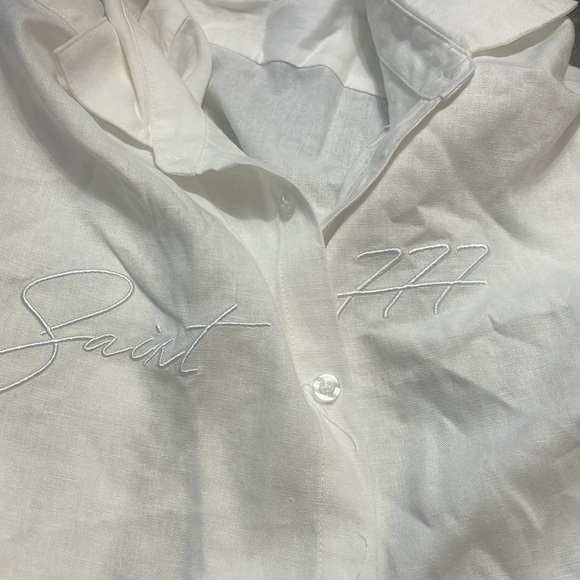 Off white heavy soft linen shirt - Picture 3 of 4